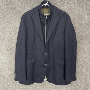 Kroon Blazer Mens 42L Blue Wool Cashmere Sport Coat Jacket Casual‎ 2 Piece